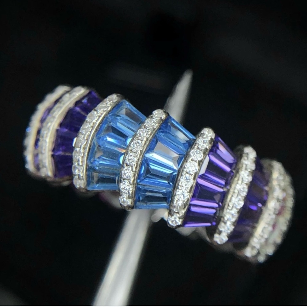 Beautiful Italian Rhodium 925 Silver Ring - Picture 4 of 5